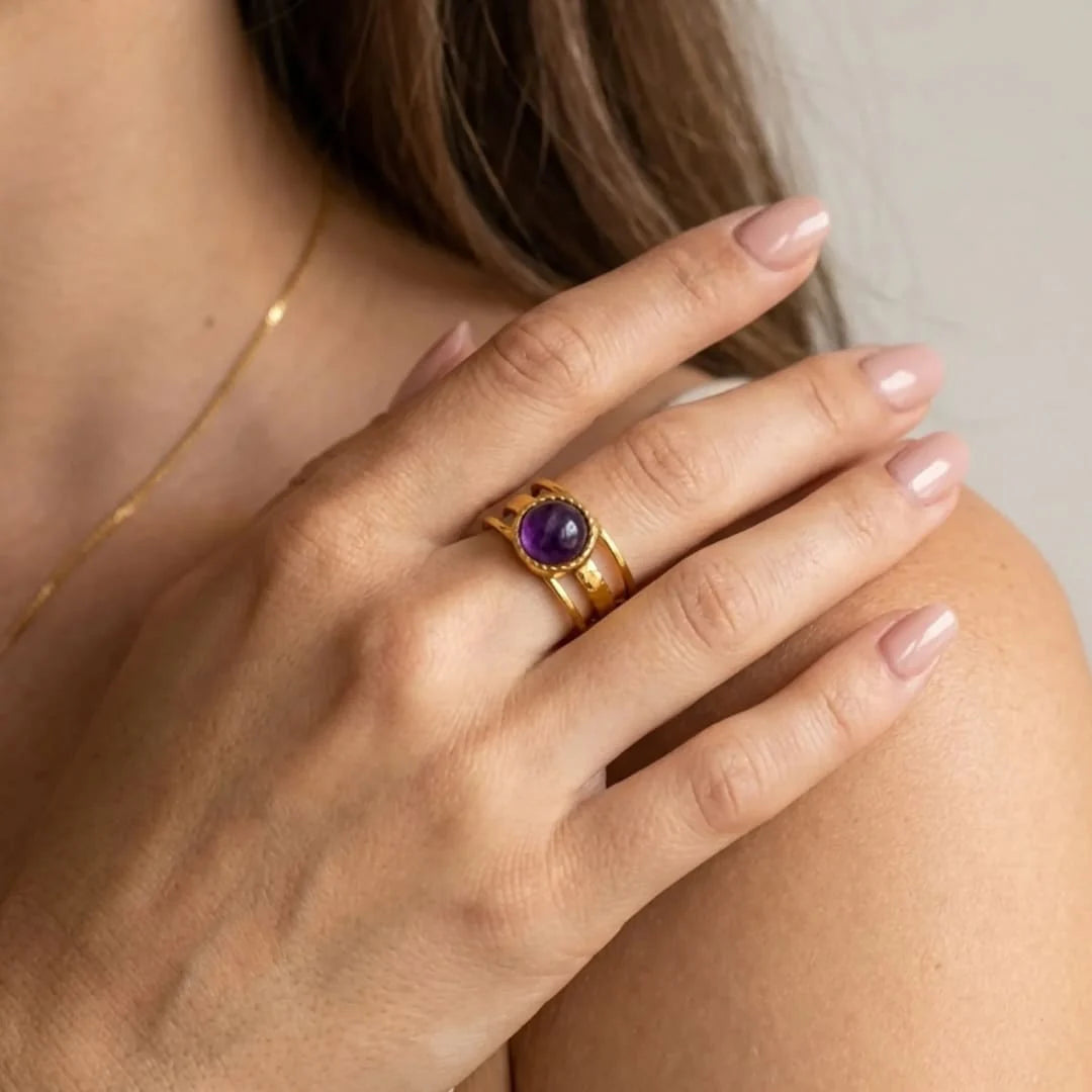 Bague Ajustable en Améthyste - Sérénité Intérieure