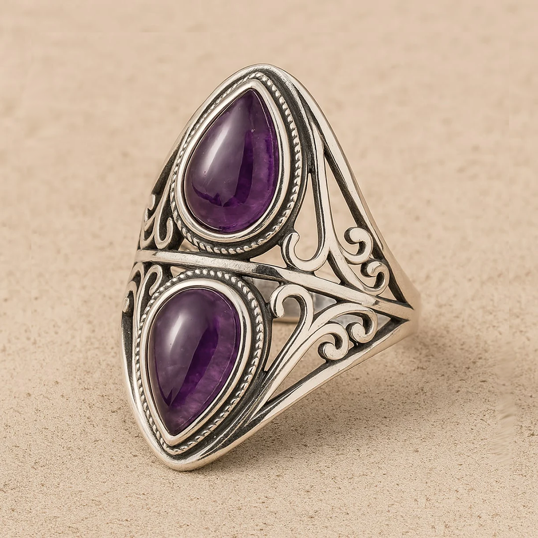 Bague "Troisième Regard" en Améthyste & Argent