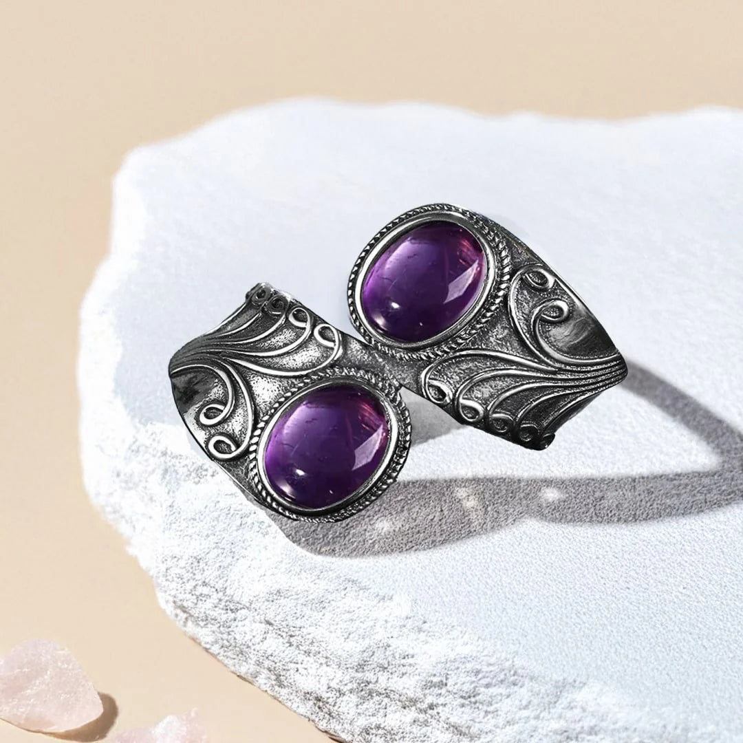 Bague "Union Sacrée" en Améthyste & Argent