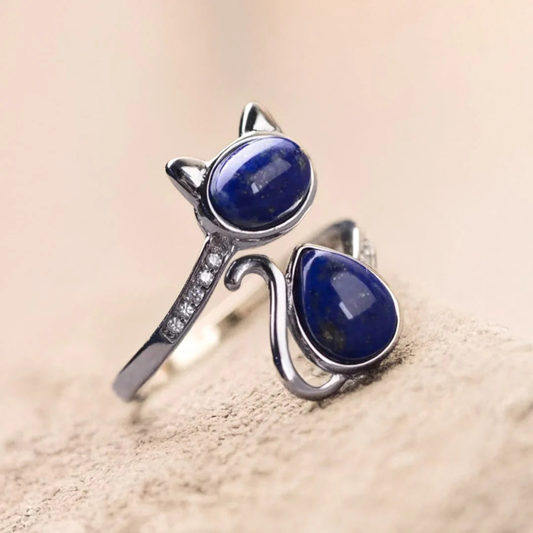 Bague "Esprit du Chat" en Lapis Lazuli & Argent