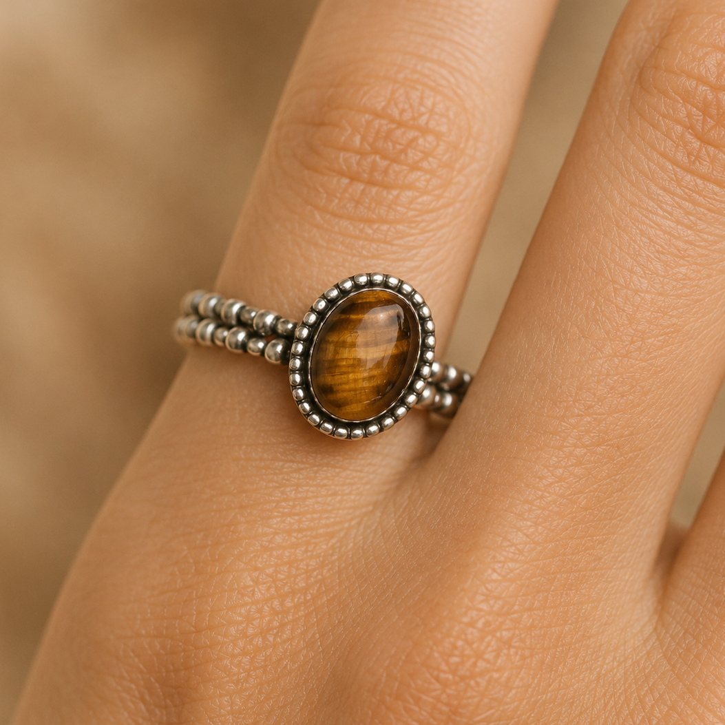 Bague en Œil de Tigre - Confiance Profonde