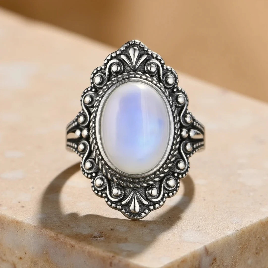 Bague en Pierre de Lune & Argent - Présage