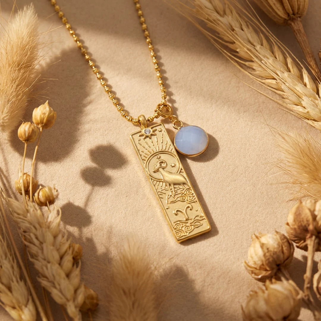 Collier Pendentif - Signe Astrologique & sa Pierre Naturelle