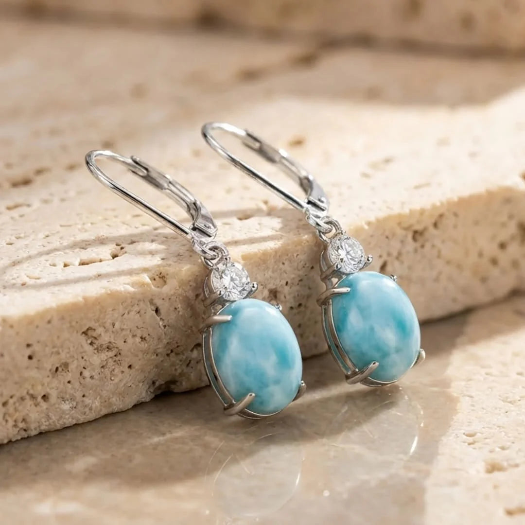 Boucles d’Oreilles en Larimar - Lagon Paisible