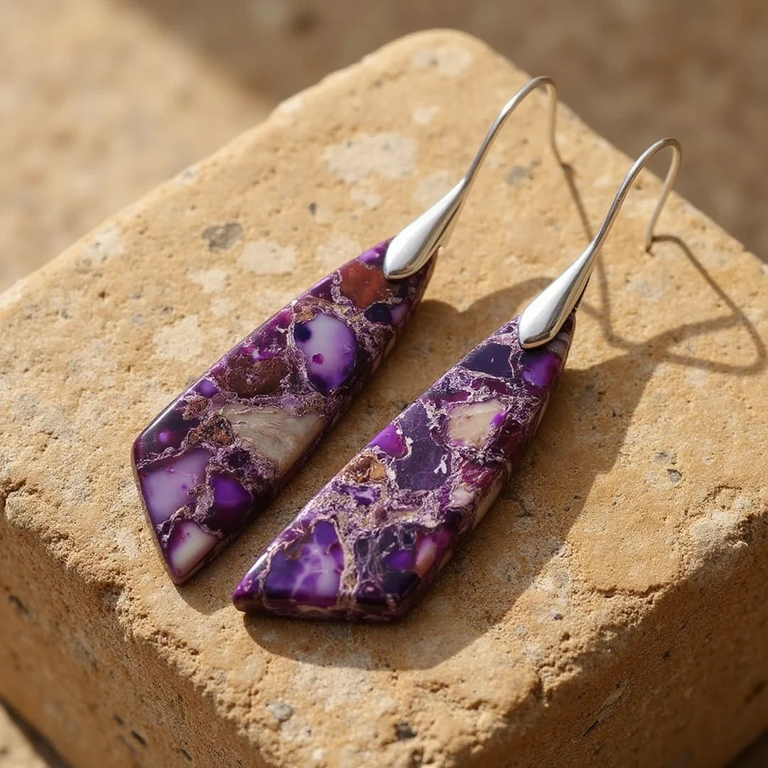 Boucles d'Oreilles en Jaspe Violet