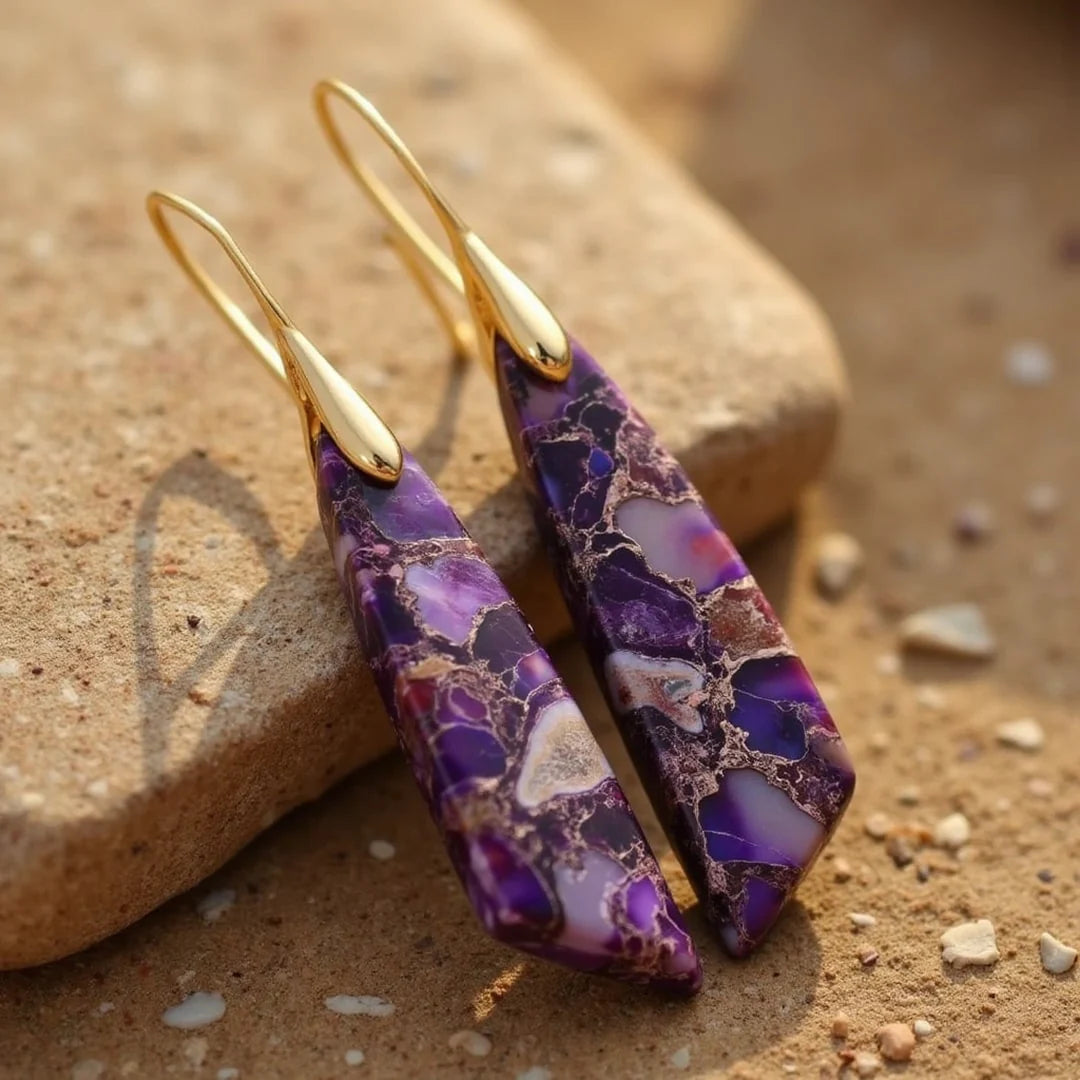 Boucles d'Oreilles en Jaspe Violet