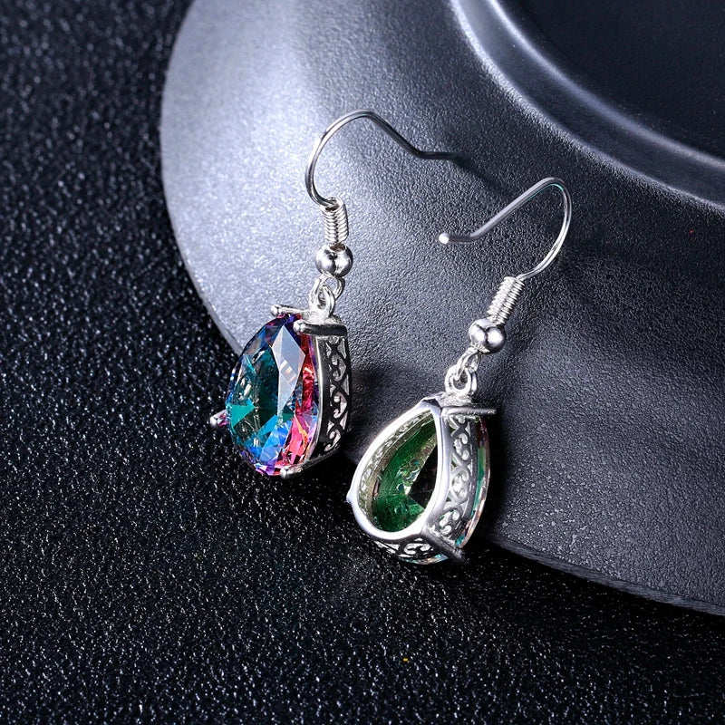 Boucles d'Oreilles en Topaze Mystique "Reflet d'Arc-en-Ciel"
