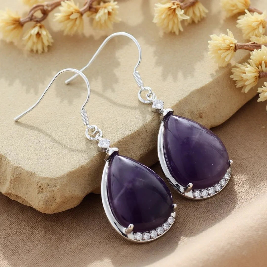 Boucles d'Oreilles "Goutte d'Eau" en Améthyste