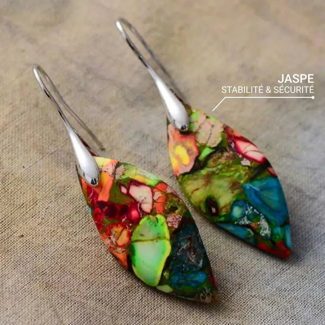 Boucles d'Oreilles en Jaspe - Arlequin