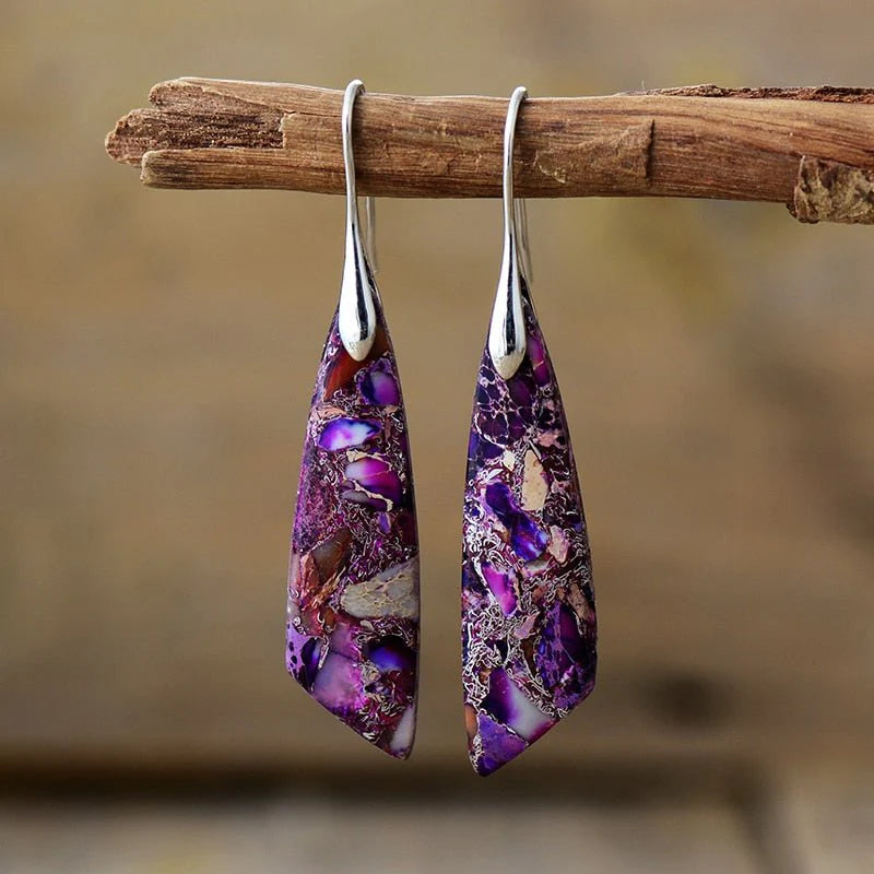 Boucles d'Oreilles en Jaspe Violet