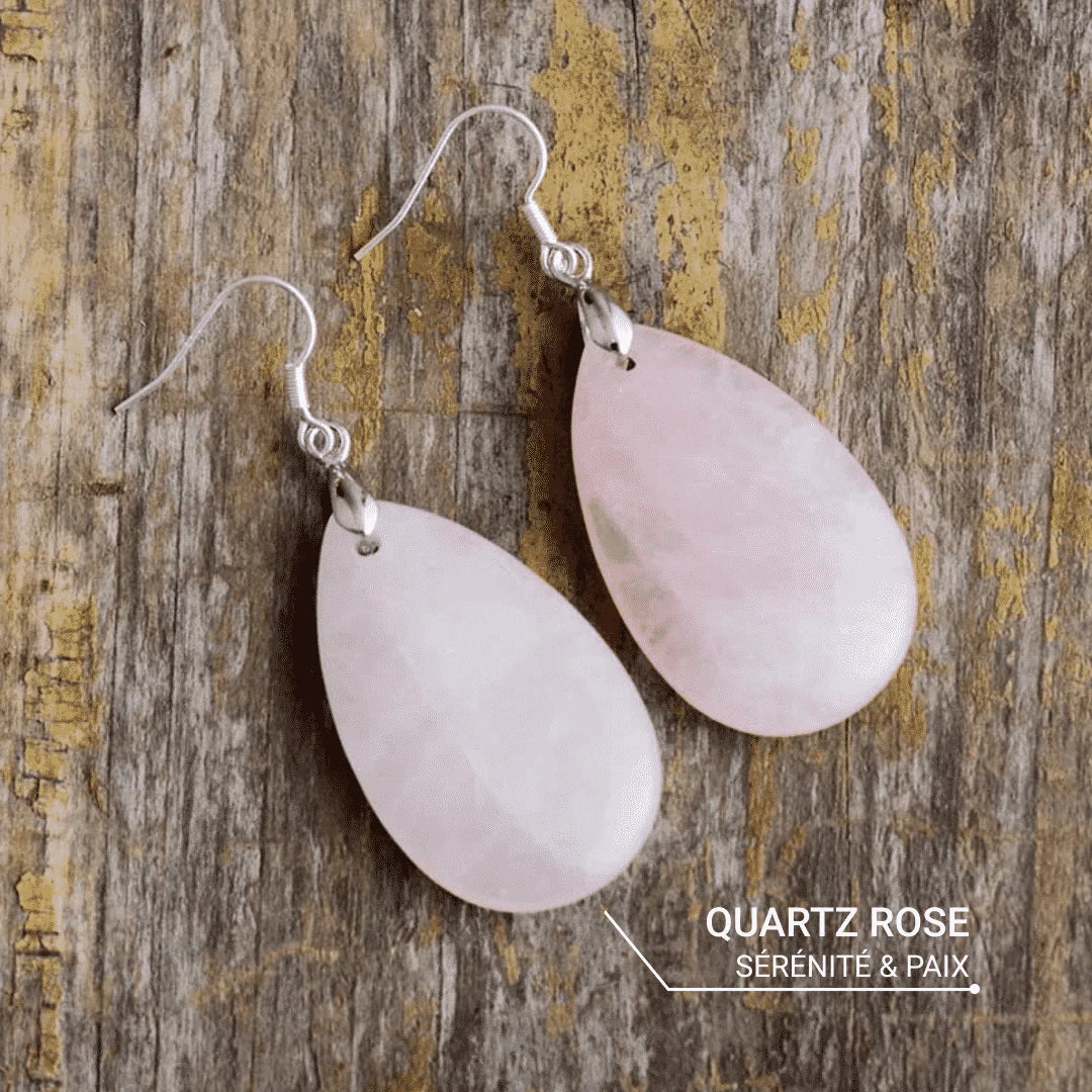 Boucles d'Oreilles en Quartz Rose