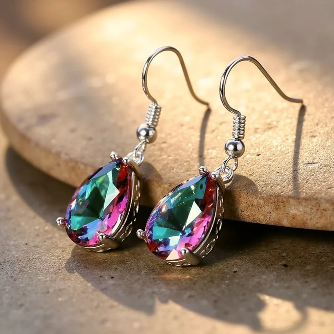 Boucles d'Oreilles en Topaze Mystique "Reflet d'Arc-en-Ciel"