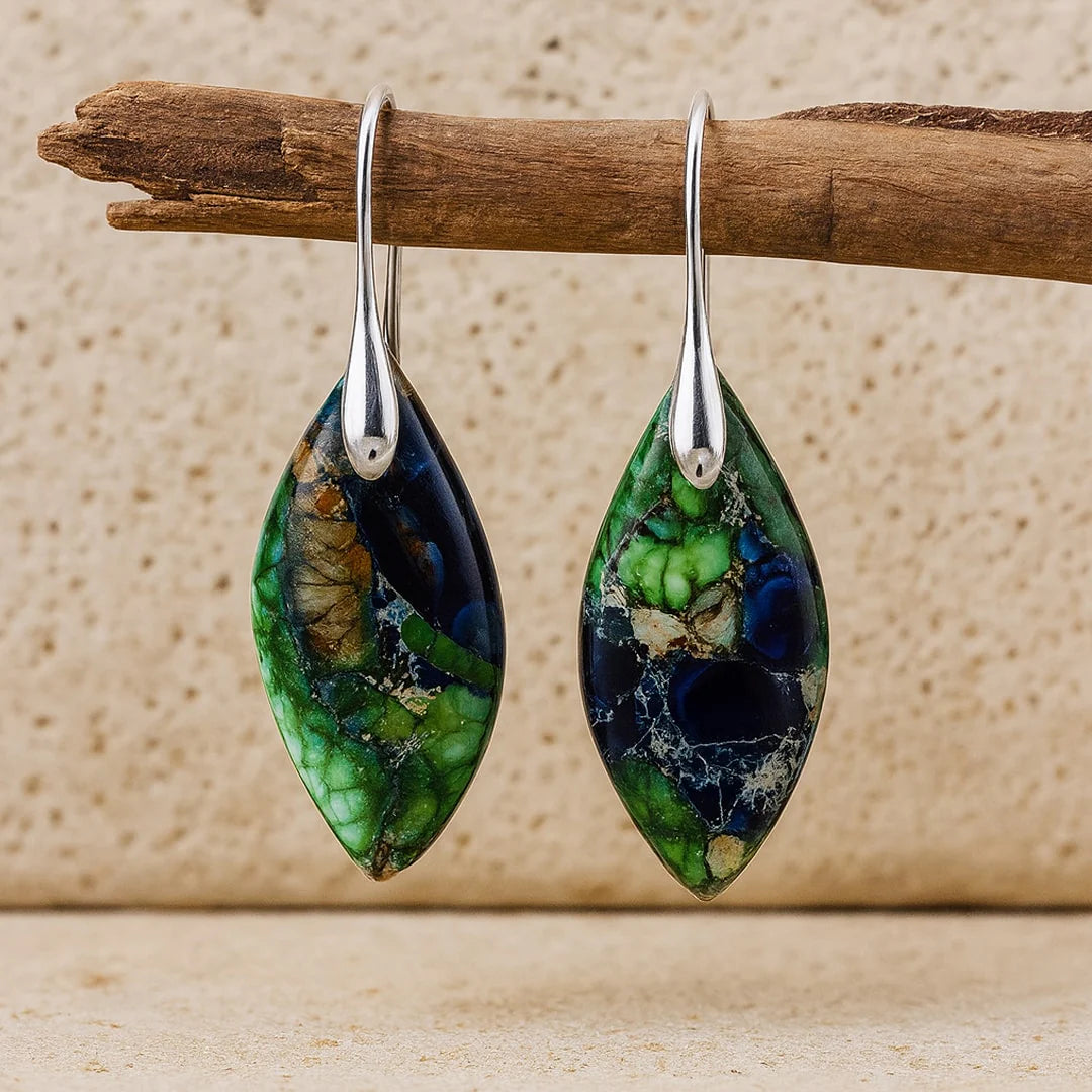 Boucles d'Oreilles "Gaïa" en Jaspe Vert