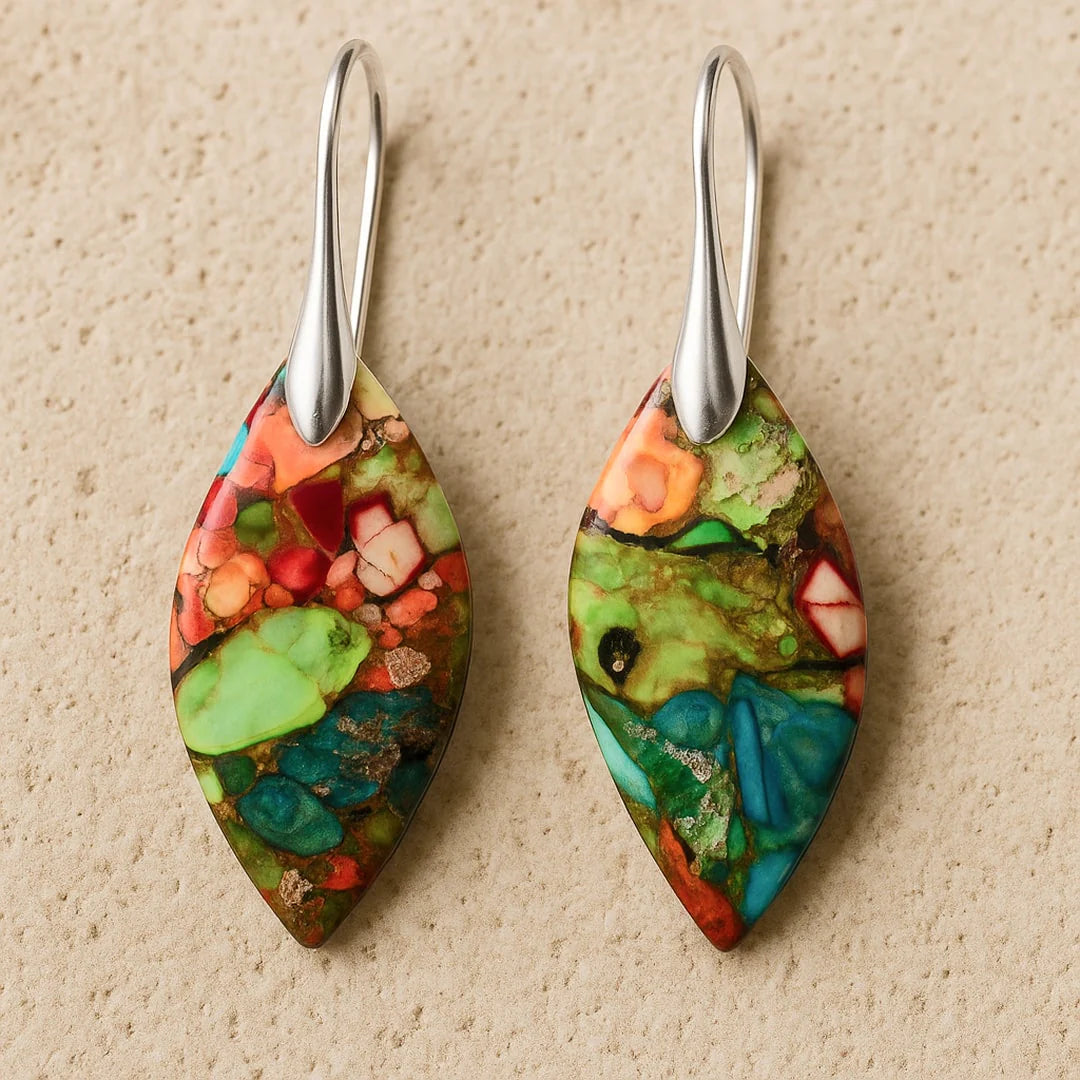 Boucles d'Oreilles en Jaspe - Arlequin