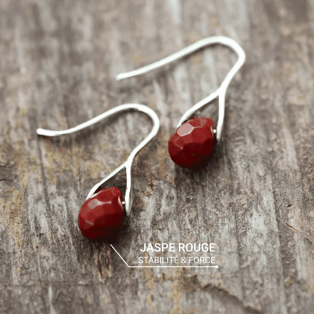 Boucles d’Oreilles en Jaspe Rouge - Cerise Divine