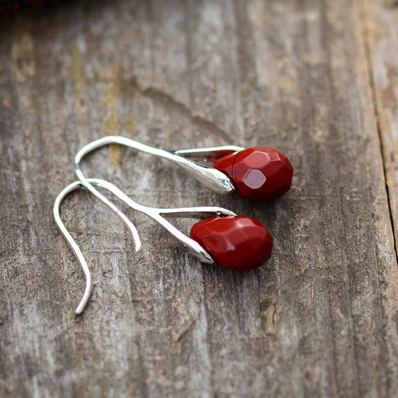Boucles d’Oreilles en Jaspe Rouge - Cerise Divine