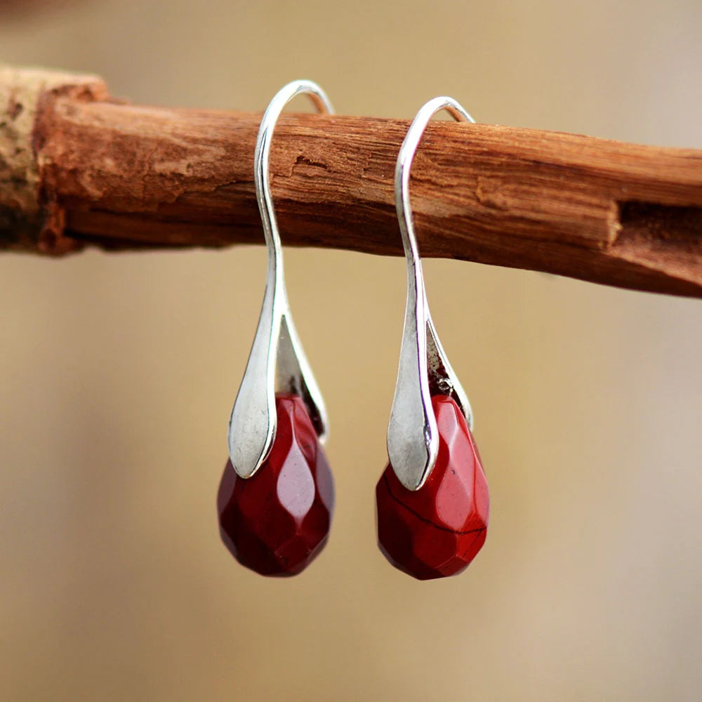 Boucles d’Oreilles en Jaspe Rouge - Cerise Divine