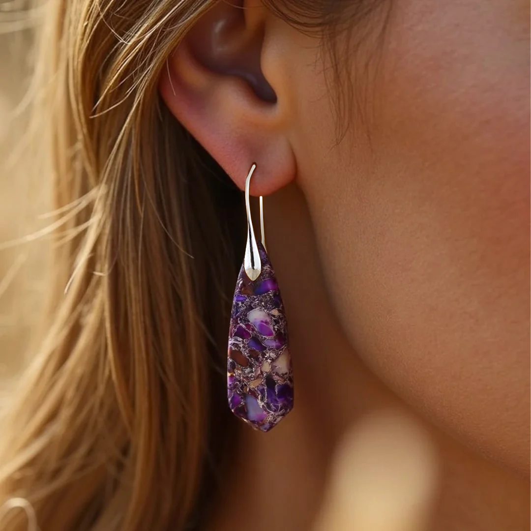 Boucles d'Oreilles en Jaspe Violet