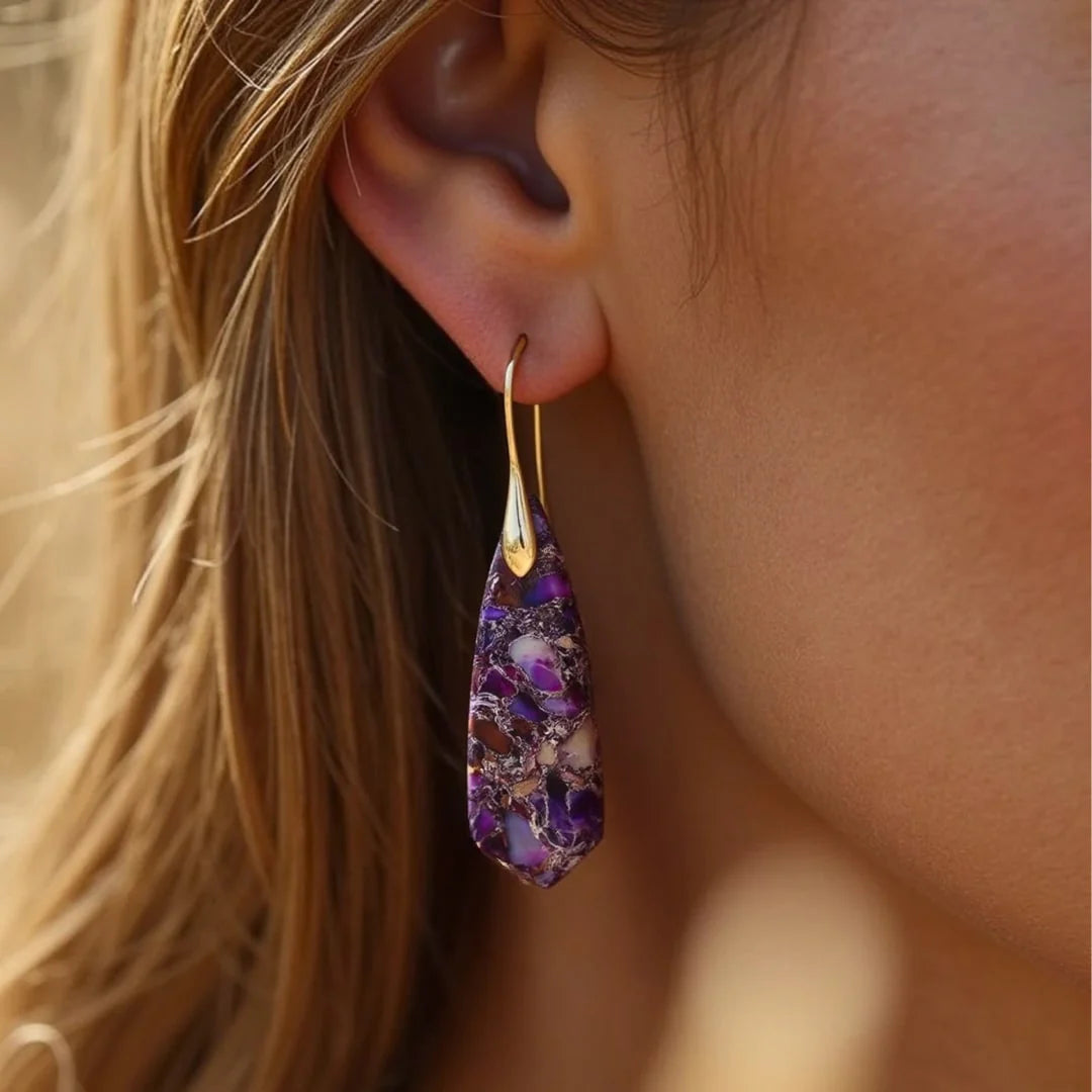 Boucles d'Oreilles en Jaspe Violet