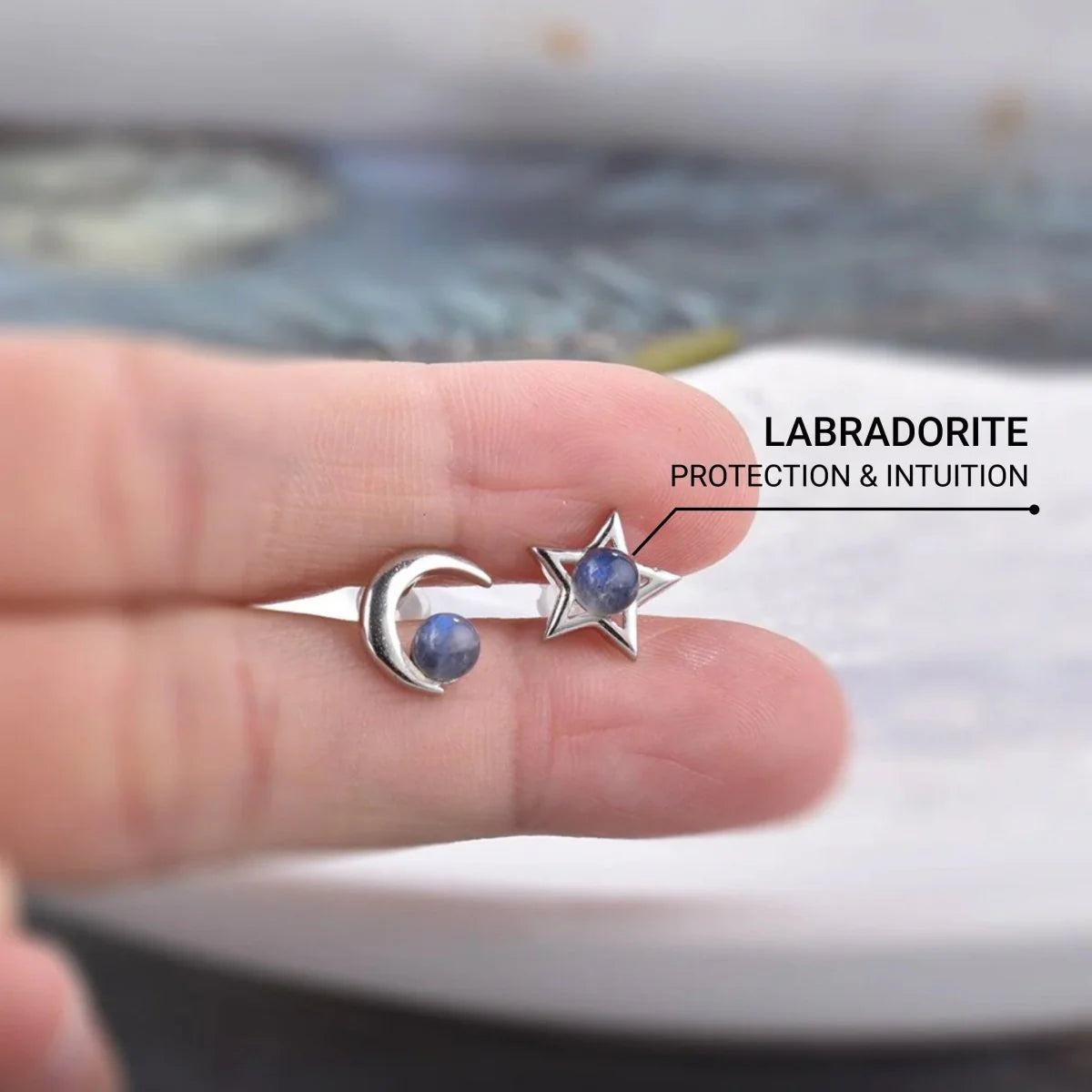 Boucles d'Oreilles "Clarté Céleste" en Labradorite & Argent