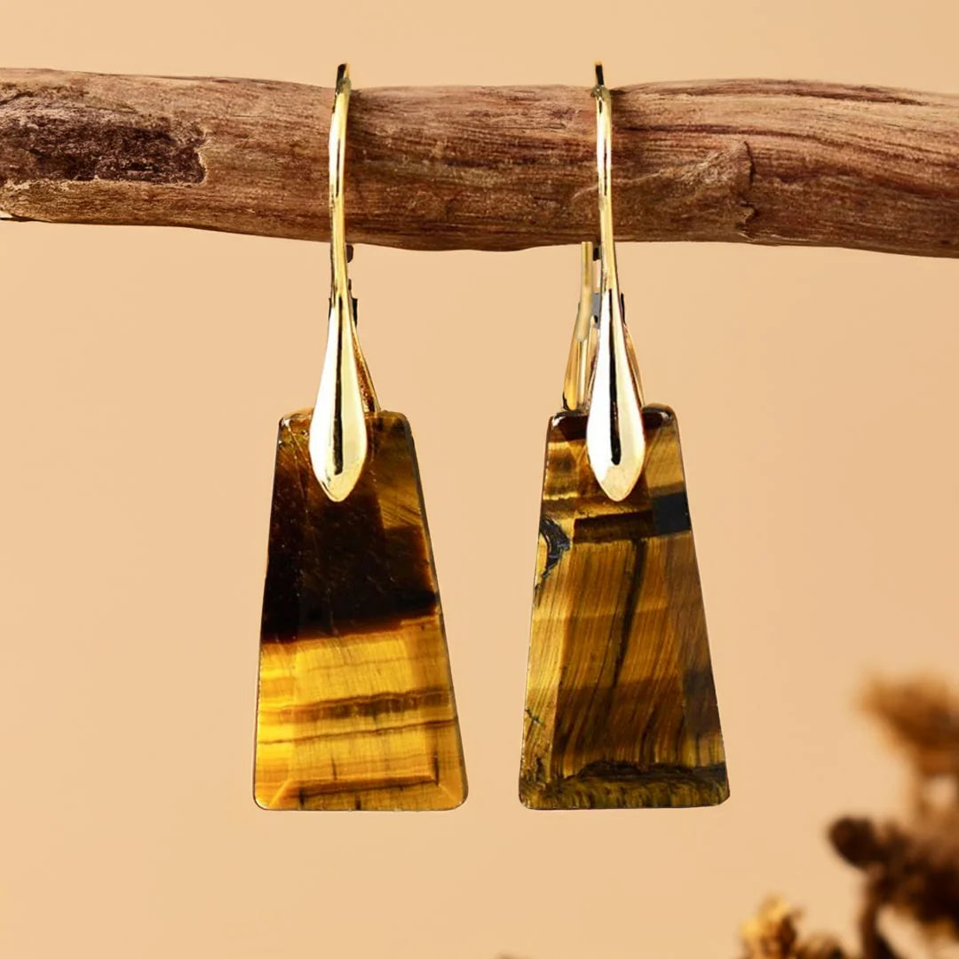 Boucles d'Oreilles en Oeil de Tigre - Expression Féline