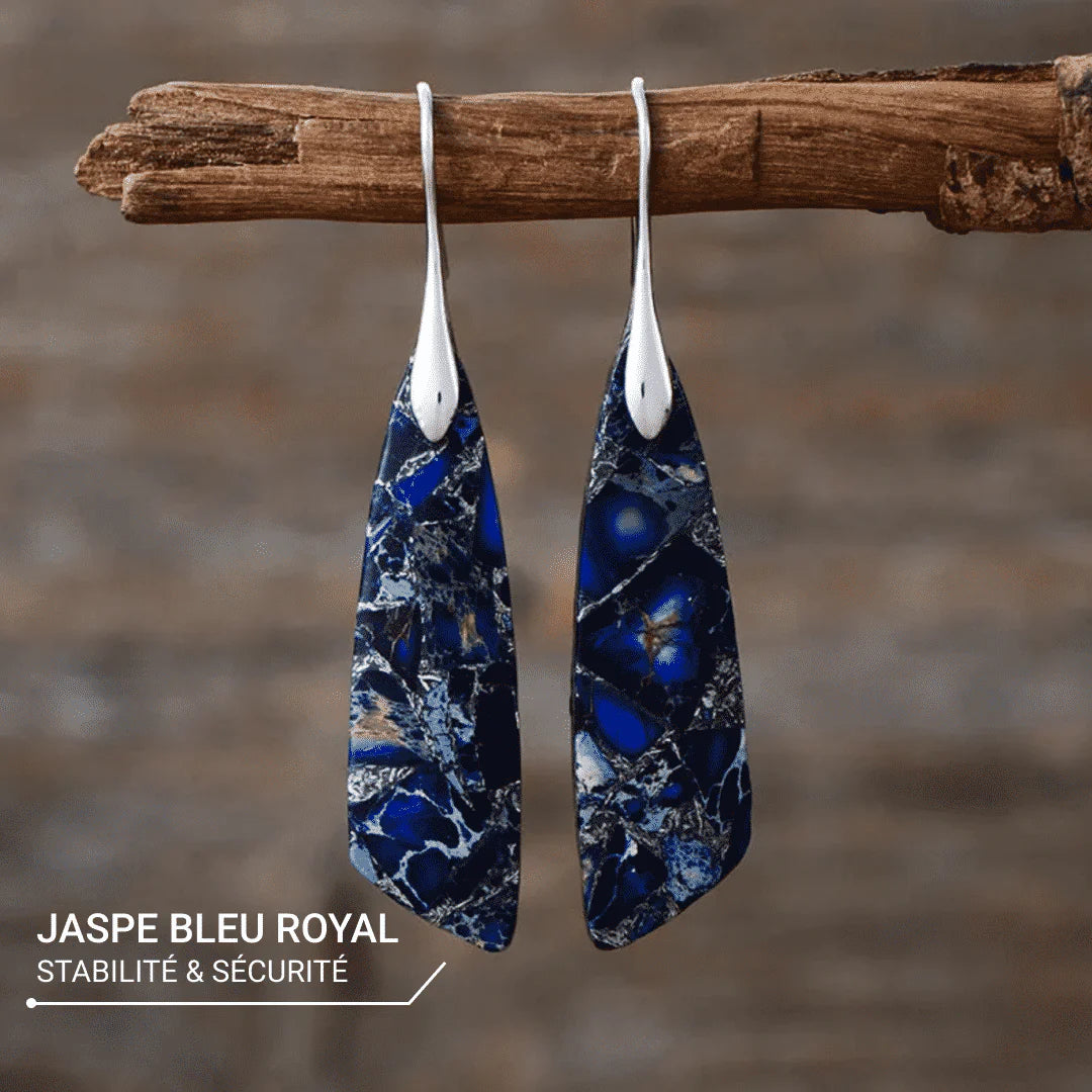 Boucles d'Oreilles en Jaspe Bleu - Univers Céleste