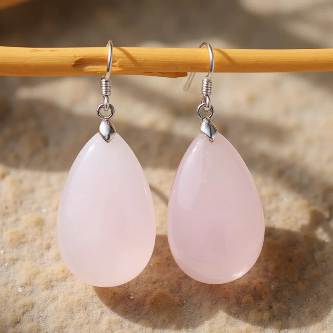 Boucles d'Oreilles en Quartz Rose