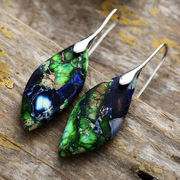 Boucles d'Oreilles "Gaïa" en Jaspe Vert