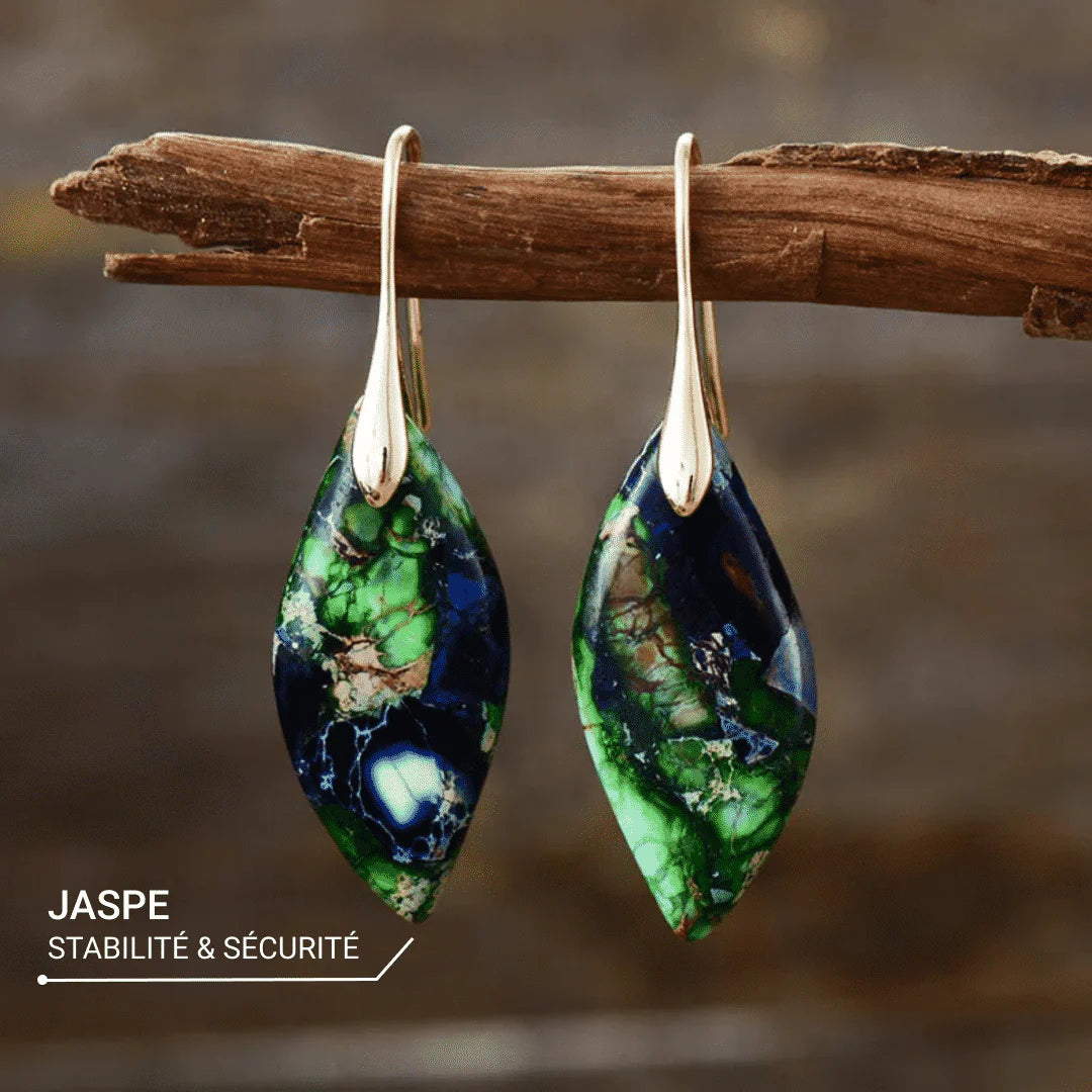 Boucles d'Oreilles "Gaïa" en Jaspe Vert