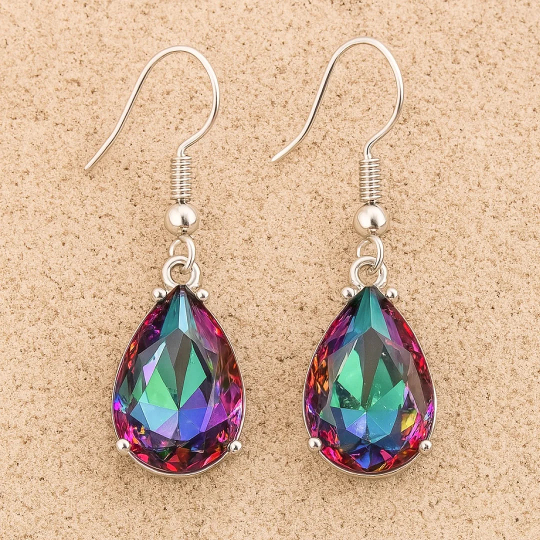 Boucles d'Oreilles en Topaze Mystique "Reflet d'Arc-en-Ciel"