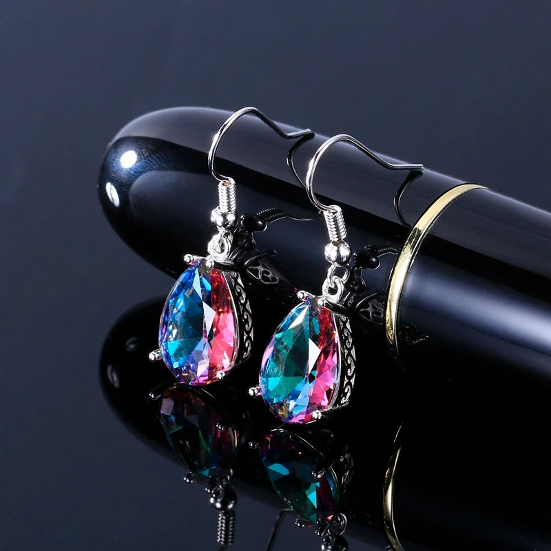 Boucles d'Oreilles en Topaze Mystique "Reflet d'Arc-en-Ciel"