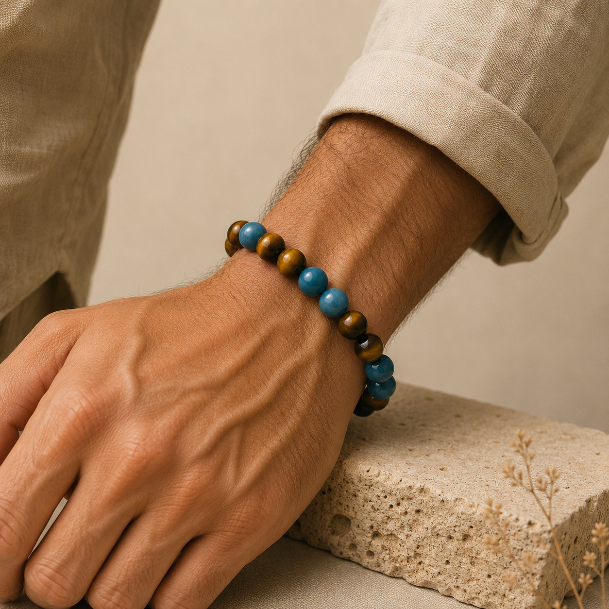 Bracelet Oeil de Tigre & Apatite - Sérénité Protectrice