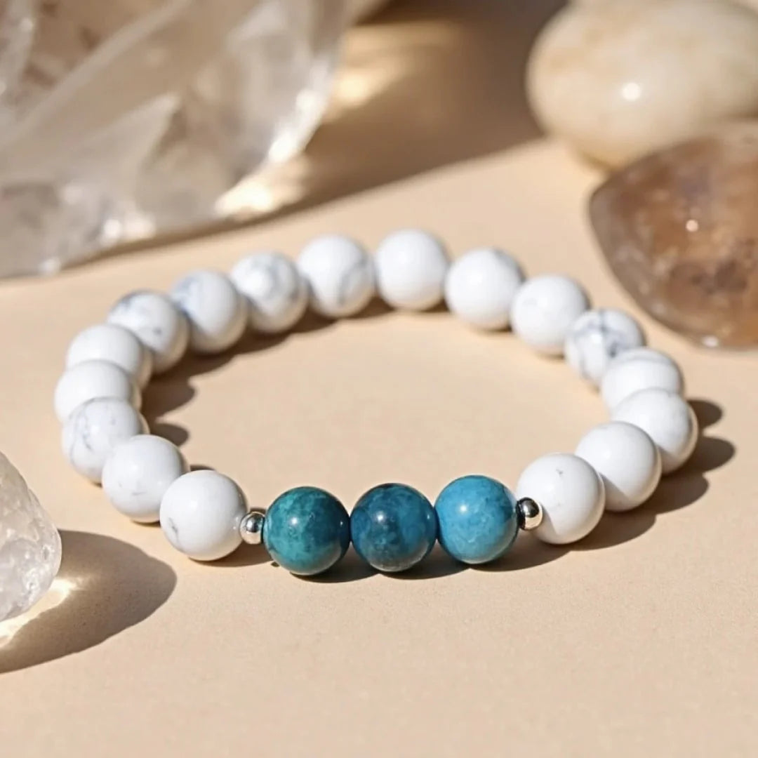 Bracelet "Silhouette Zen" en Howlite & Apatite