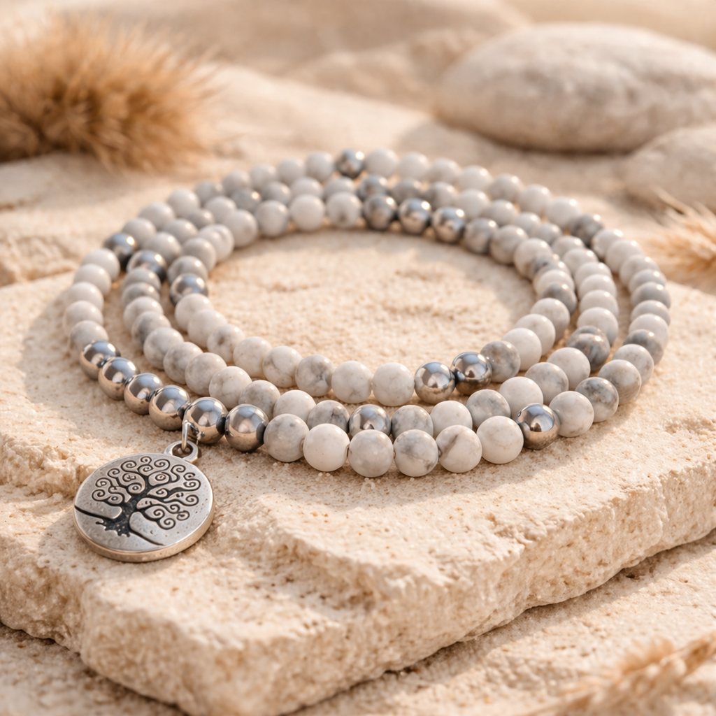 Bracelet Mala en Howlite - Équilibre au Féminin