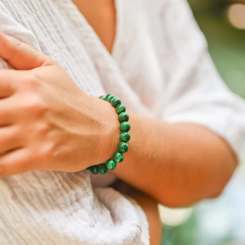 Bracelet "Spirales de Purification" en Malachite