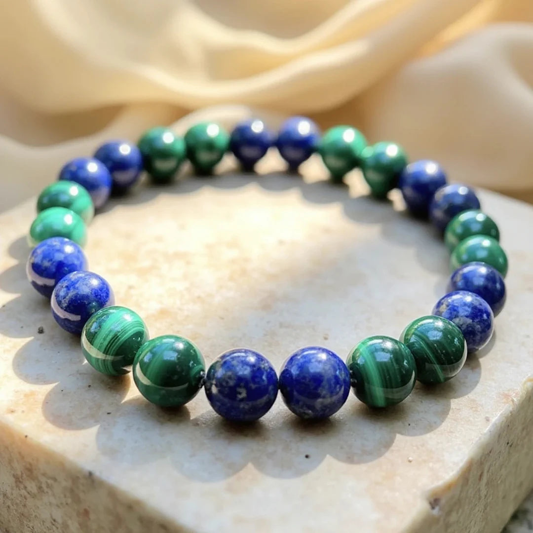 Bracelet en Malachite & Lapis Lazuli - Équilibre des Âmes
