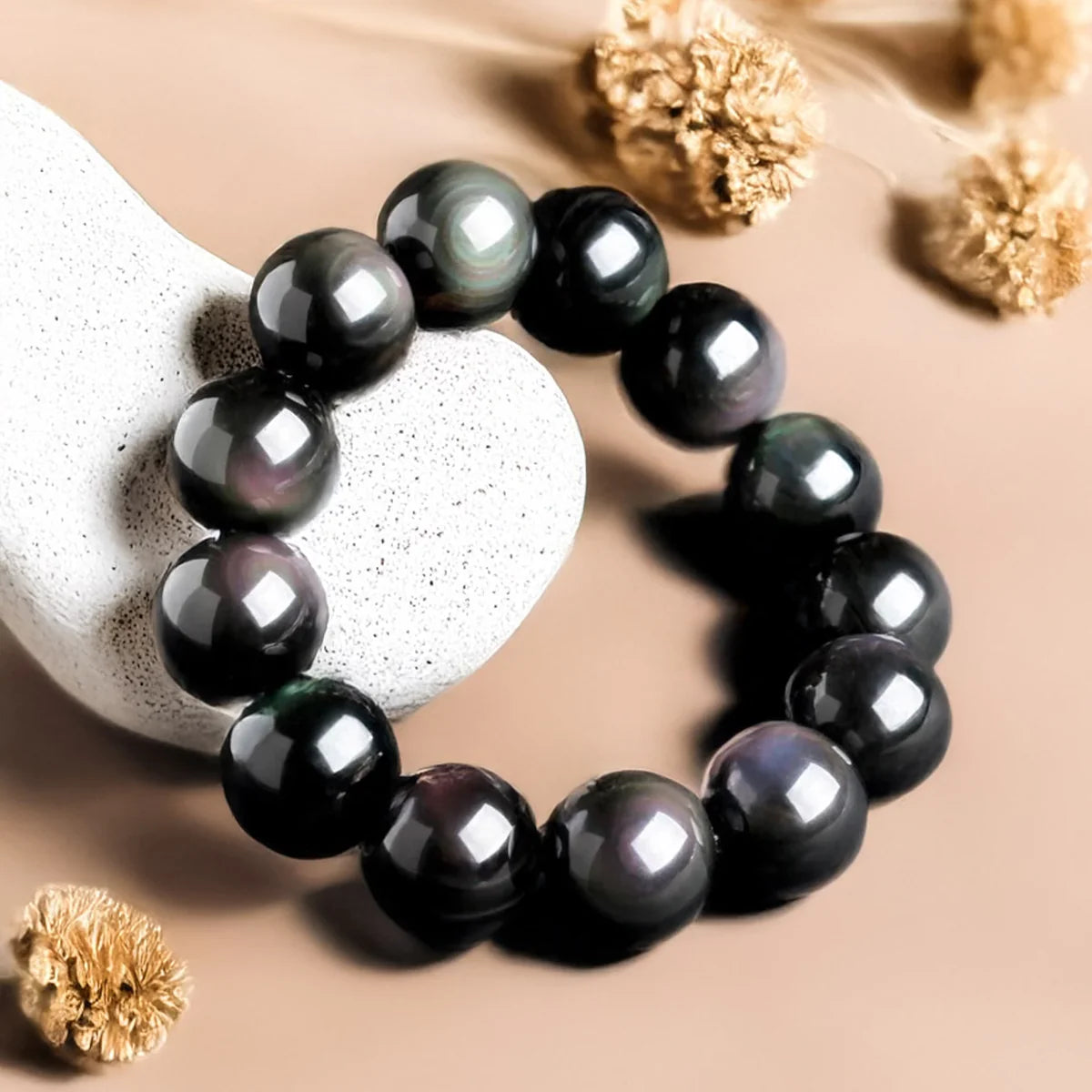 Bracelet "Chemin Sacré" en Obsidienne Œil Céleste