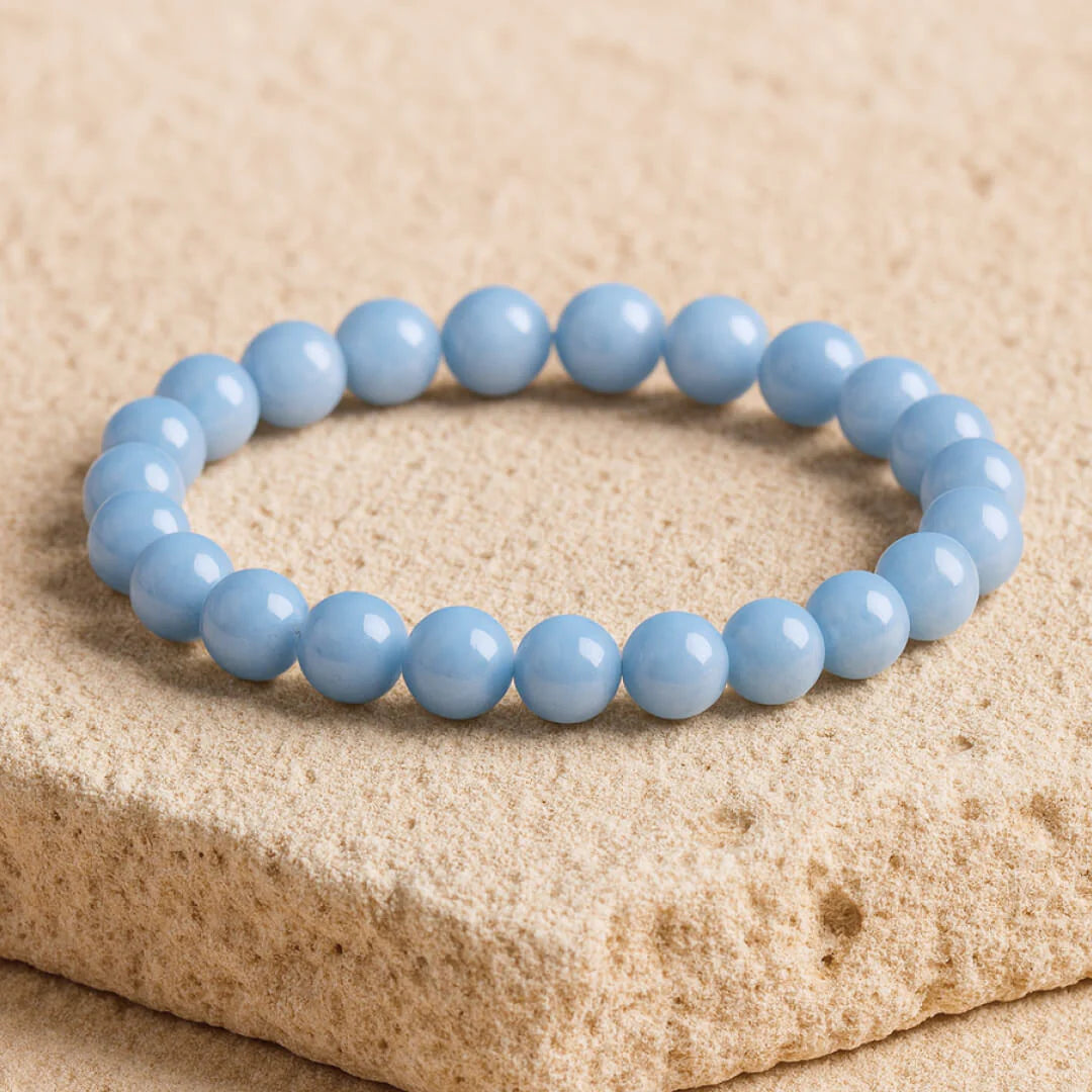 Bracelet en perles d'Angélite - Guidance Céleste