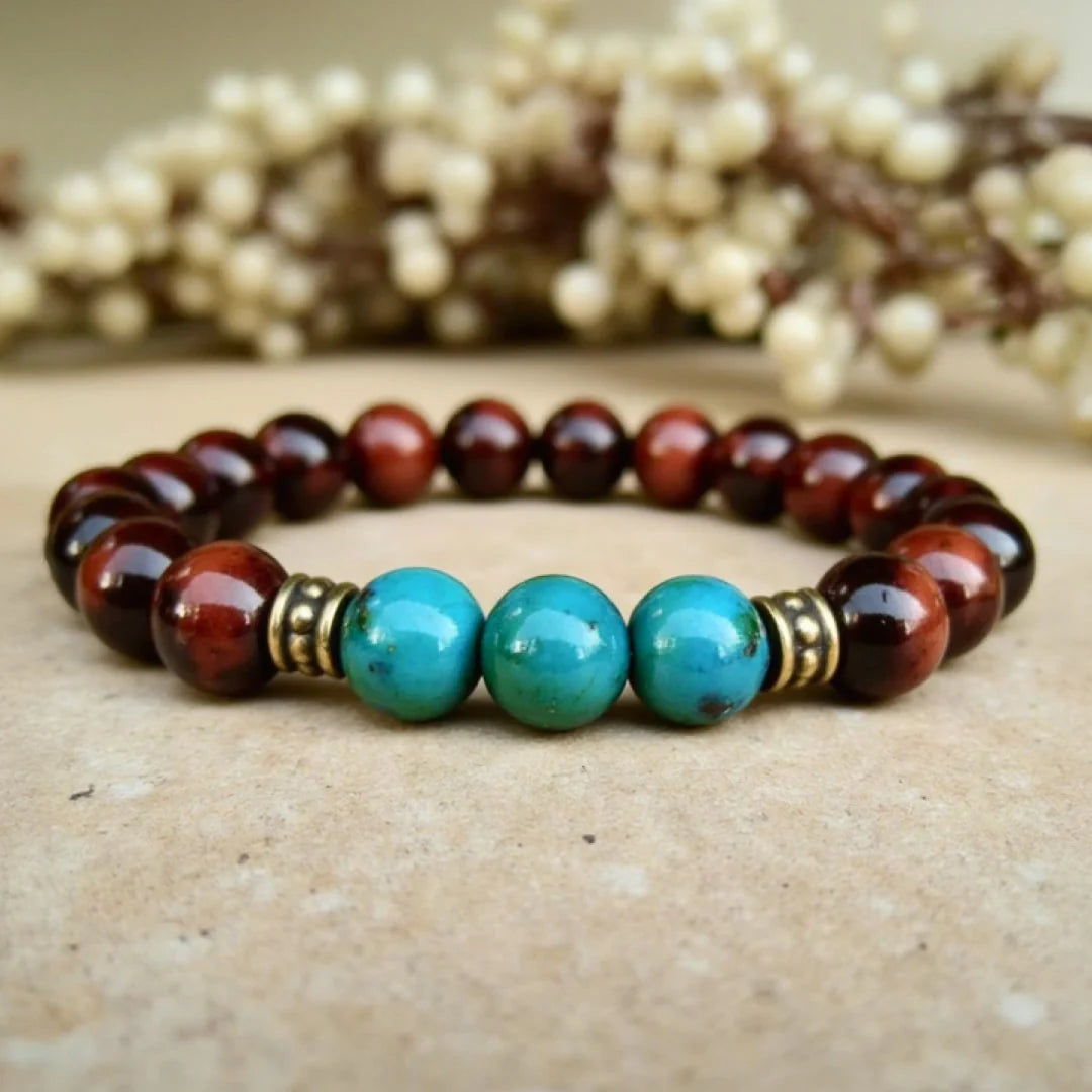 Bracelet "Calme Intérieur" en perles de Chrysocolle & Oeil de Taureau