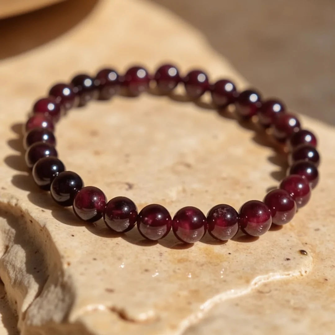 Bracelet en perles de Grenat Almandin - Âme Ardente