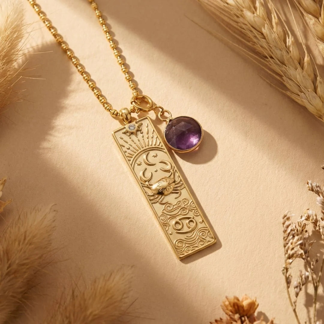 Collier Pendentif - Signe Astrologique & sa Pierre Naturelle