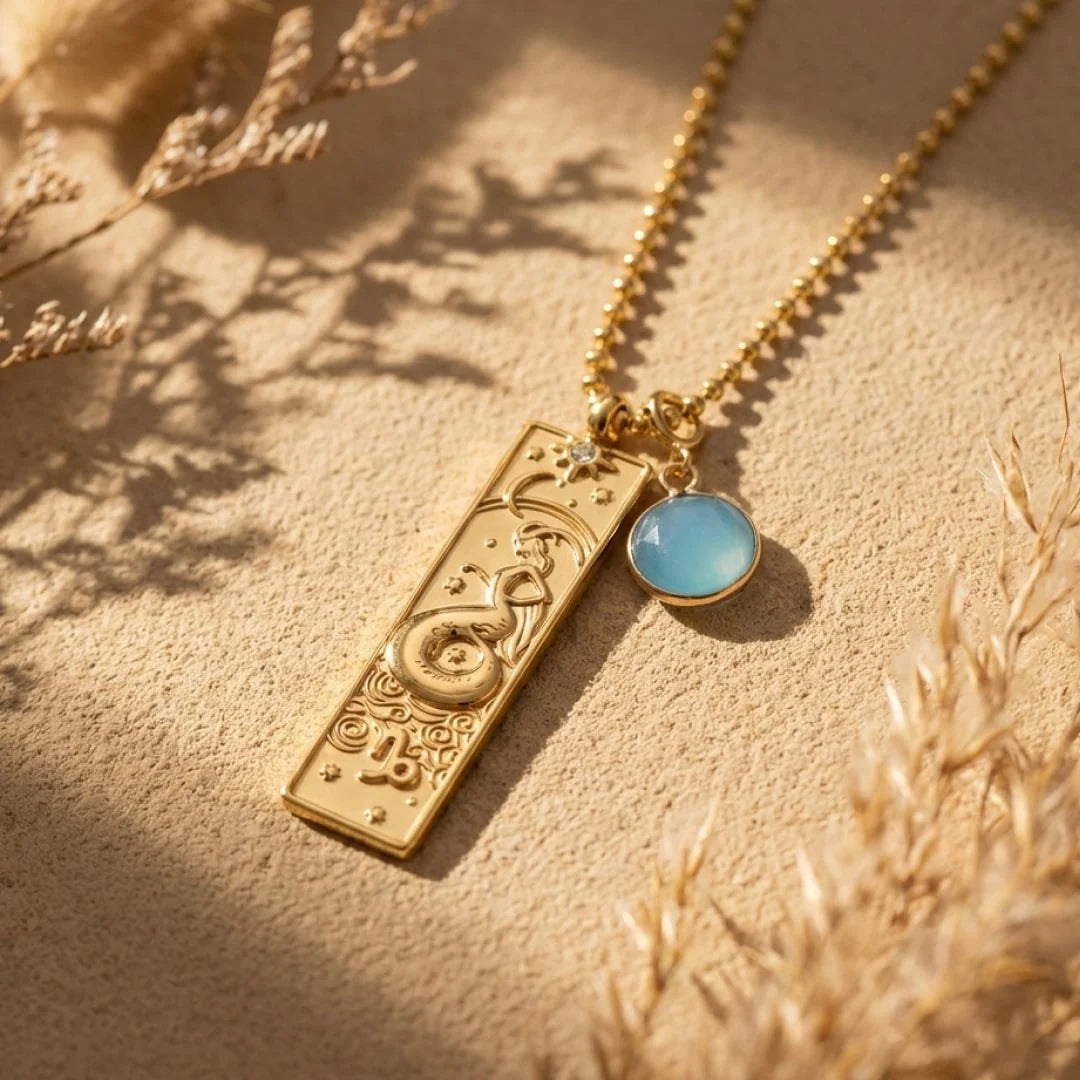 Collier Pendentif - Signe Astrologique & sa Pierre Naturelle
