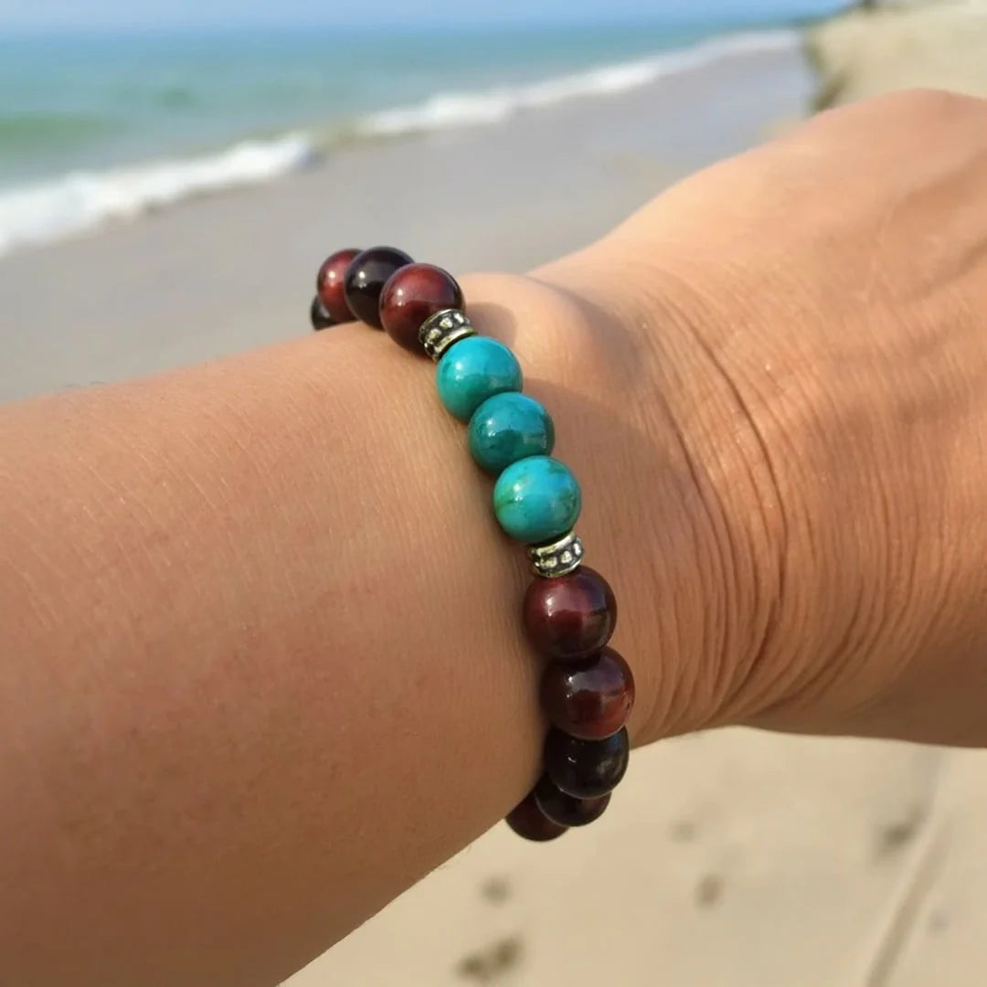 Bracelet "Calme Intérieur" en perles de Chrysocolle & Oeil de Taureau