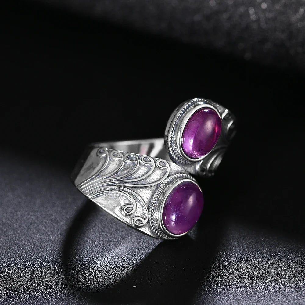 Bague "Union Sacrée" en Améthyste & Argent
