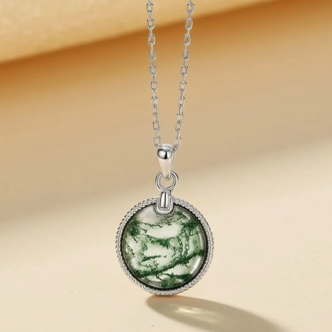 Collier "Chant de la Terre" en Agate Mousse & Argent
