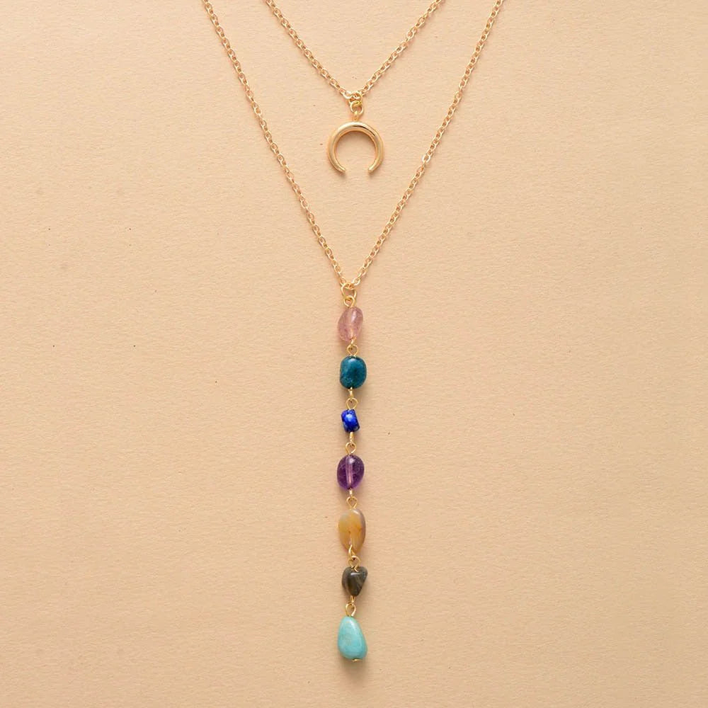 Collier Double Rang "Symphonie des 7 Chakras"