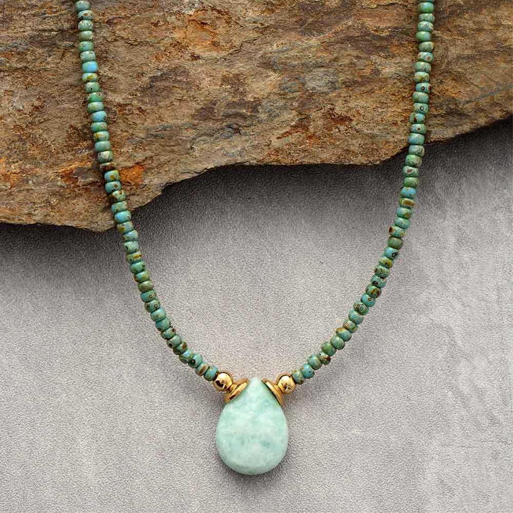 Collier en Amazonite & Perles de Jaspe "Caresse d'Alizé"