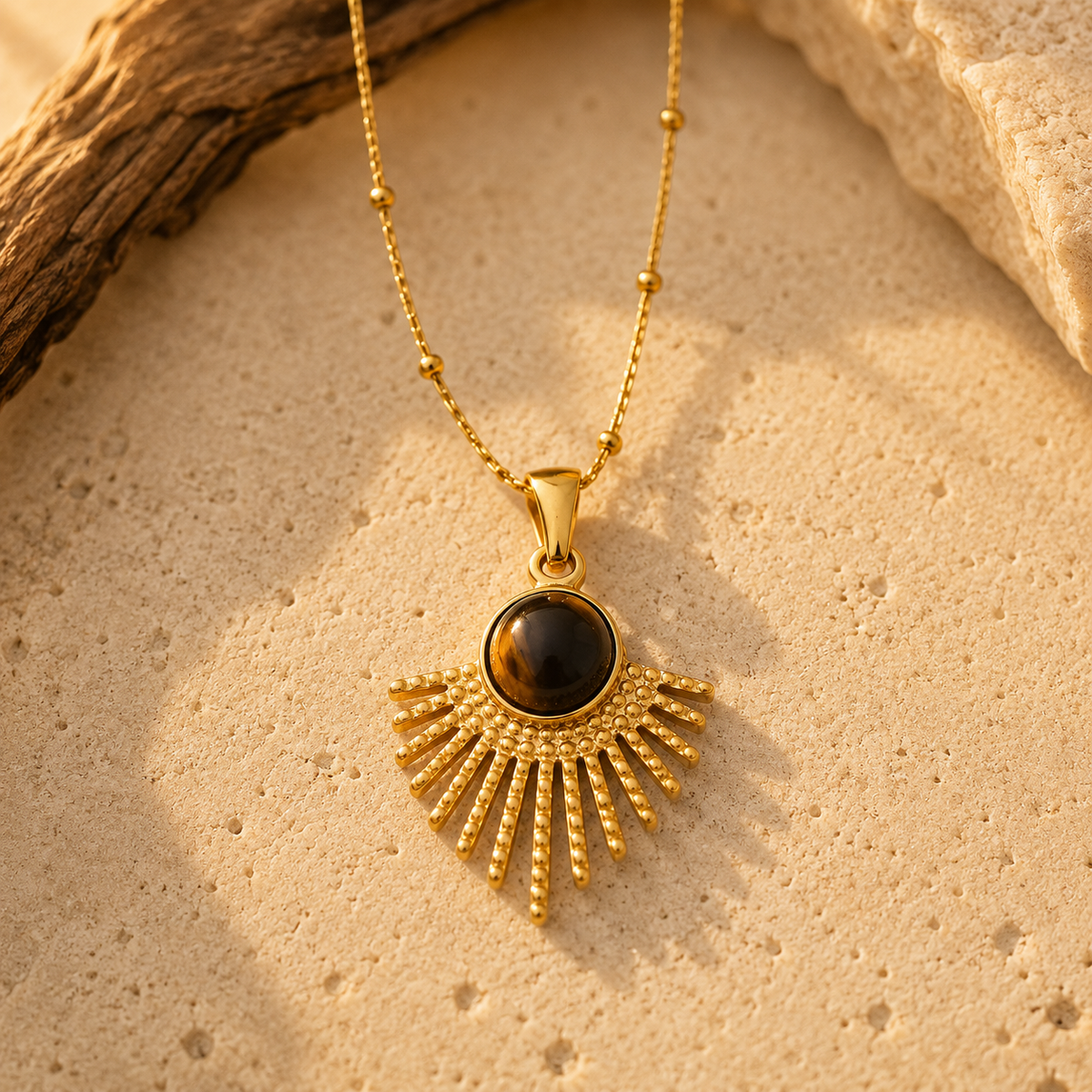Pendentif en Œil de Tigre - Force Solaire