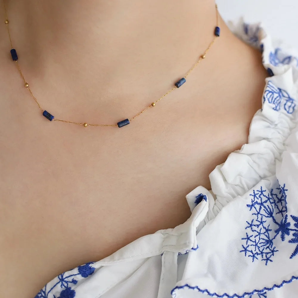 Ensemble Colliers "Finesse Azuréenne" en Lapis Lazuli