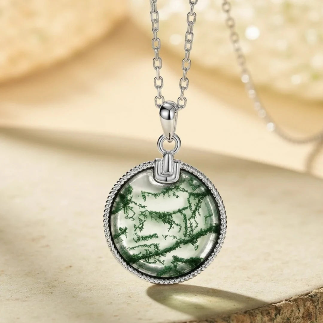 Collier "Chant de la Terre" en Agate Mousse & Argent
